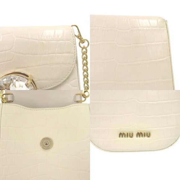 Miu Miu Chain Shoulder Bag White Leather - Picture 7 of 8
